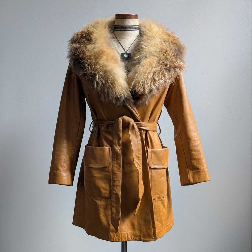 Vintage Afghan Penny Lane Fur Leather Suede Modern Furry Jacket Coat 70s 80s - Picture 9 of 13